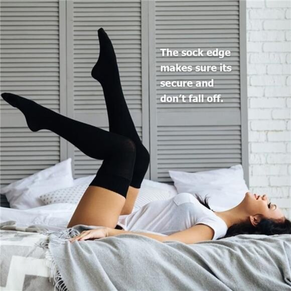 Thigh High Socks for Women Striped Over Knee Thigh Socks Long Boot Thigh High - Picture 3 of 7